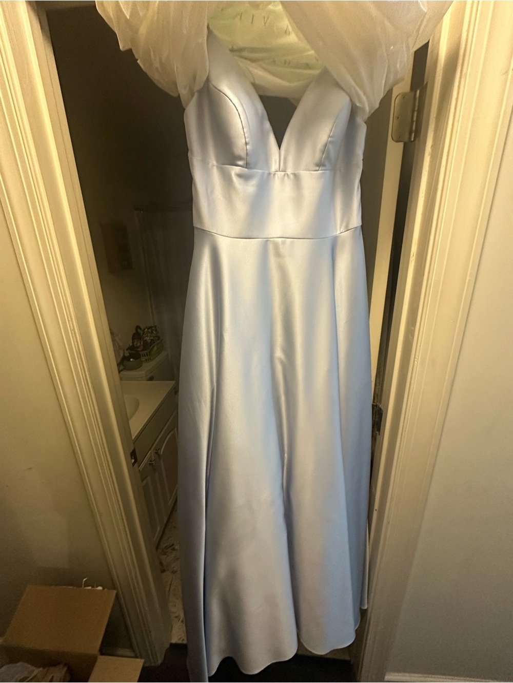 Camille La Vie Light Blue Satin Dress